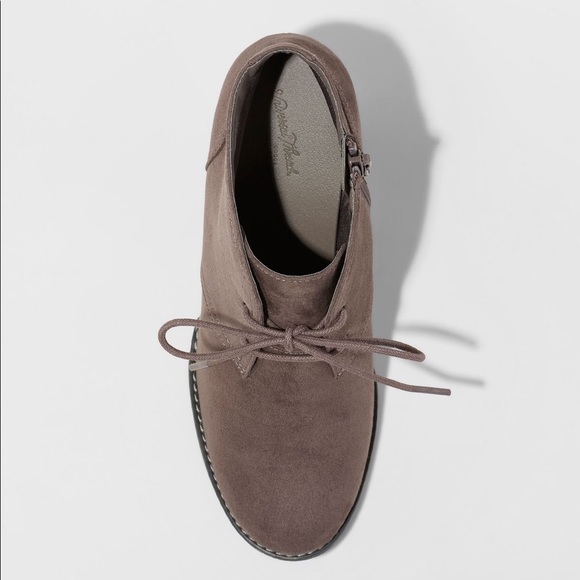 Gray Suede Wedge Booties - Picture 3 of 8